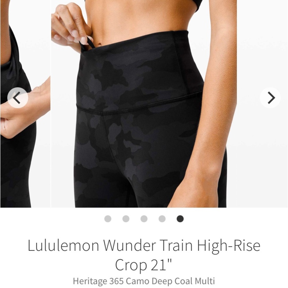 Lululemon Wunder Train 21” Black Camo Sz 4
